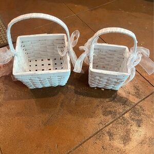 White Wicker Baskets with Ribbon